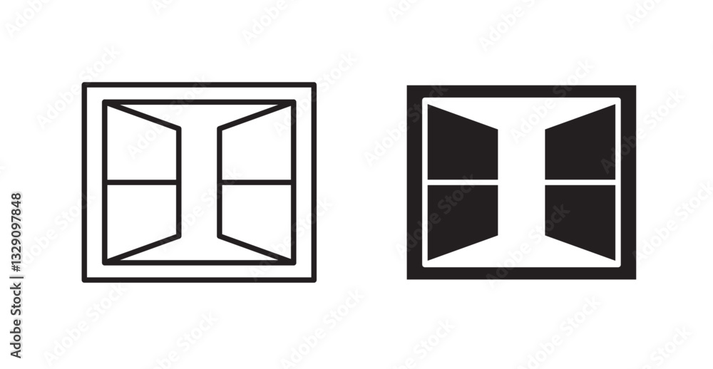 Poster open window line icon vector set.