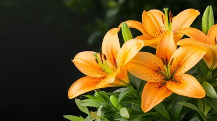 Radiant orange lily flowers in full bloom burst of nature beauty vivid