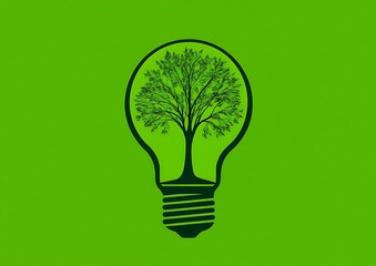 Green Energy Eco Lightbulb Tree Nature Idea Concept leaf icon power plant clean fresh