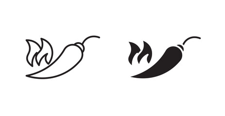 Pepper hot line icon vector set.