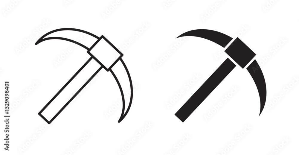 Poster pickaxe line icon vector set.