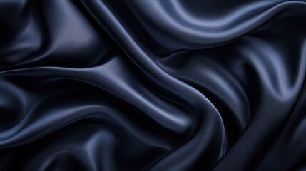 Fototapeta premium Dark blue background, blurry dark texture, soft fabric, cloth, satin, silk, material with wavy folds, abstract blurred dark wallpaper for design