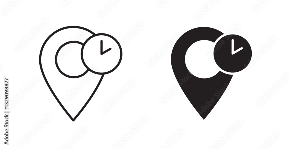 Poster real time location line icon vector set.