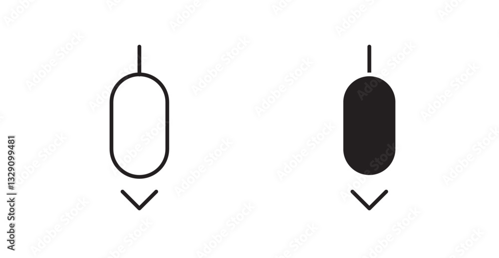 Aufkleber scroll down computer mouse line icon vector set.