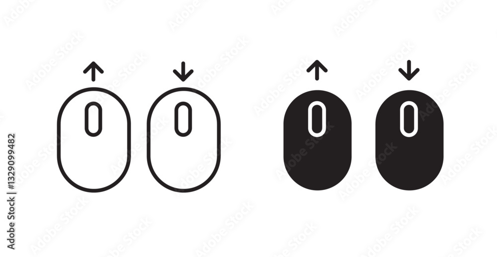 Poster scroll down up line icon vector set.