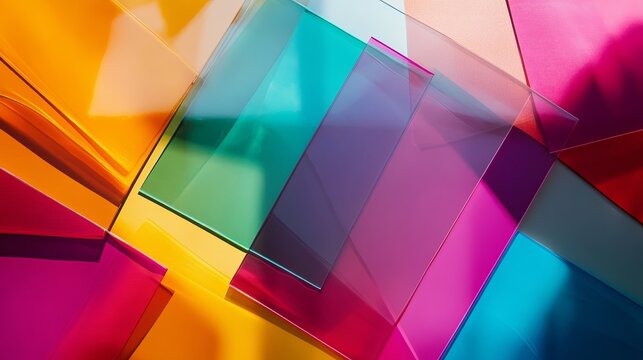 A flat lay of transparent acetate sheets in colorful tones overlapping artistically. picture