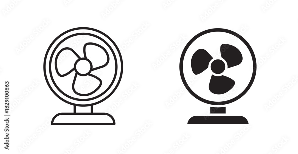 Poster table fan line icon vector set.