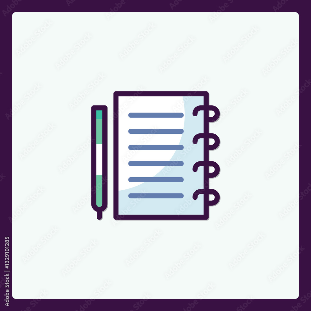 Poster simple notebook with pen icon representing planning and note taking