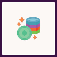 Vibrant Casino Chips Icon: A Colorful Representation of Gaming Fun
