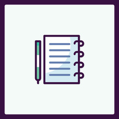 Simple notebook with pen icon representing planning and note taking