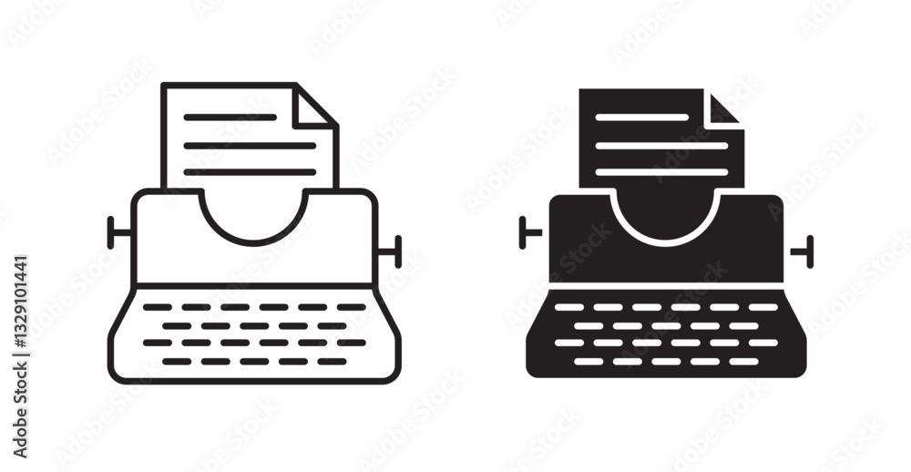 Poster typewriter line icon vector set.