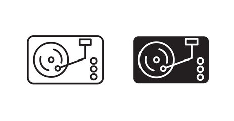 Turntable line icon vector set.