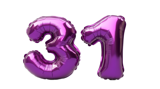 Celebration with shiny purple balloons for 31