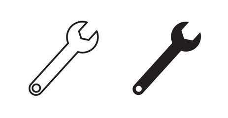 Wrench line icon vector set.