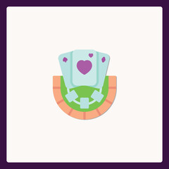 Minimalist illustration of playing cards with poker chips, gaming concept
