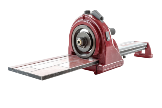 A Robust, Vintage-style Industrial Measuring Device, A Precision Instrument For Meticulous Craftsmanship, Showing Intricate Details And A Rich Burgundy Finish Against A Stark Isolated on Transparent B