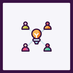 Brainstorming and collaboration teamwork, idea sharing icon for business