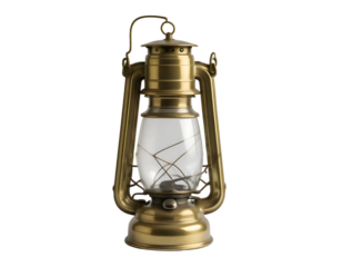 Vintage oil lamp isolated on a transparent background