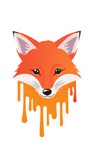 Obraz premium Portrait of Cute Fox with Fluid Colors Dripping - Animal Mammal Wildlife 