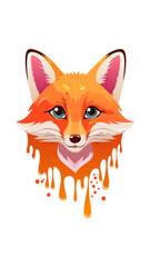 Obraz premium Portrait of Cute Fox with Fluid Colors Dripping - Animal Mammal Wildlife 
