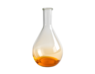 Chemical flask with oil isolated on transparent background