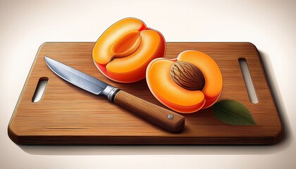 sliced apricot on a chopping board