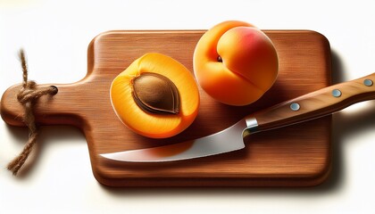 Broken apricot on a wooden board