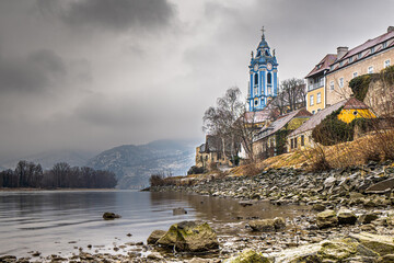 Dürnstein in winter in the World Heritage Site Wachau Danube Lower Austria Europe