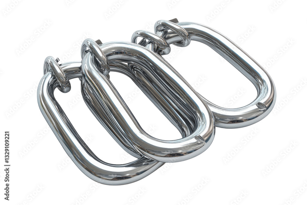 Poster interlocking metallic ovals, a captivating dance of polished chrome, reflecting light in a mesmerizi