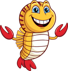 shrimp vector mascot illustration white background