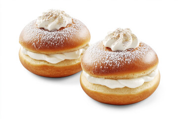 Delicious cream-filled pastries topped with whipped cream