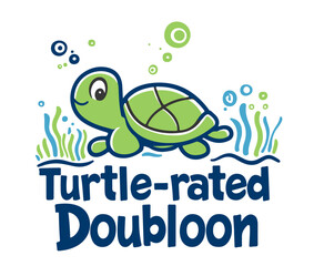 Turtle walking through the sea weeds vector graphics