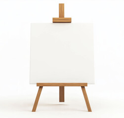 Blank canvas on wooden easel ready for artistic creation