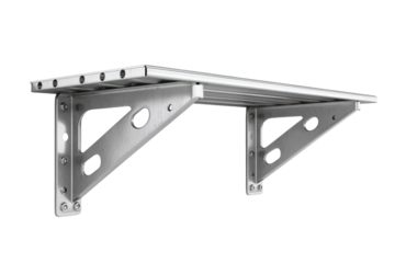 Sturdy Silver Shelf With Triangular Brackets, A Practical And Elegant Storage Solution For Any Space Isolated on Transparent Background