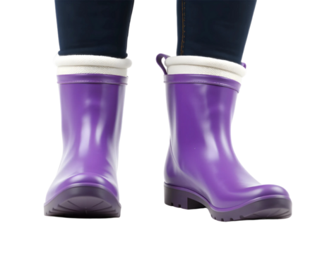 Female legs in purple rubber boots