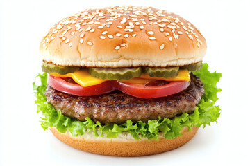 Classic Hamburger Isolated on White Background