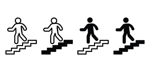 Simple Downstairs Icon Black And White Color Vector Illustration Design