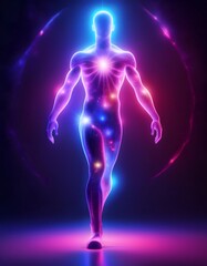 Human body showing galaxy and star, spiritual energy and universe inside