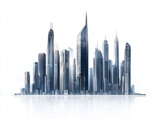 Fototapeta premium City skyline showcases modern architecture under clear skies