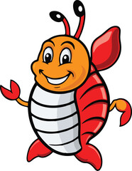 shrimp vector mascot illustration white background