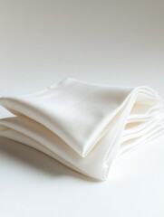 Clean white linens folded neatly in stack