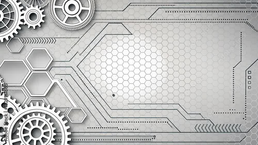 Poster futuristic and technology background concept, abstract gears and circuitry background design