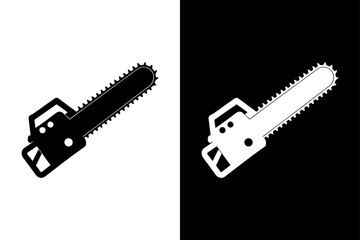 Black and White Chainsaw Icon Perfect for Forestry and Logging.