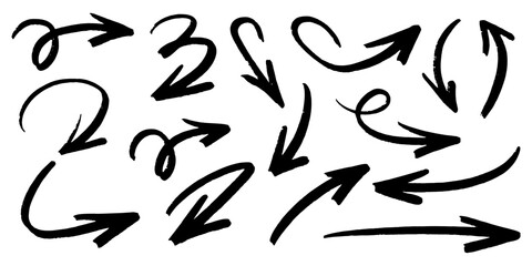 Set of Hand drawn vector arrows doodle on white background. design element vector illustration.
