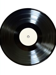 Obraz premium Close-up of a record vinyl with white label and center hole.