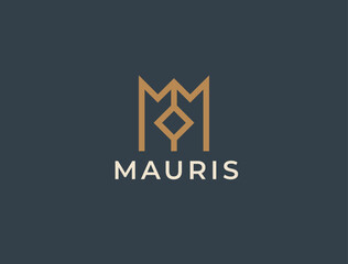 Geometric Crown Logo Design. MM. Monogram of Two letters M and M.