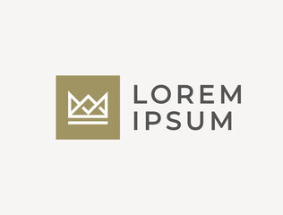 Geometric Crown Logo Design. Vintage Royal King's Crown.