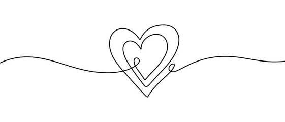 Fototapeta premium Doodle sketch style of Hand drawn Hearts Continuous One Line Drawing vector illustration for concept design.