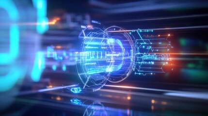 Fototapeta premium Futuristic technology visualization digital environment motion graphics virtual space abstract viewpoint advanced concepts