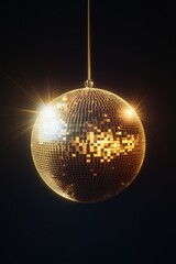 Obraz premium Reflection of light on ball surface. Shiny metallic texture. Symbol of party and dance.